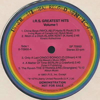 Various, IRS Greatest Hits Volume 1-LP, Vinilos, Historia Nuestra