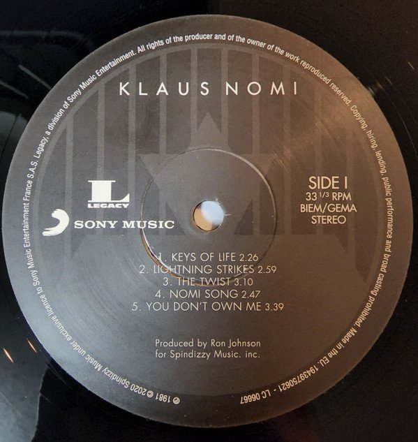 Klaus Nomi, Klaus Nomi-LP, Vinilos, Historia Nuestra