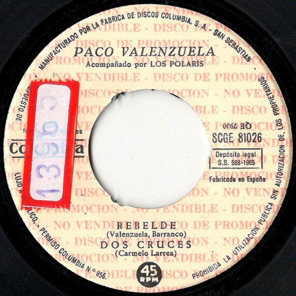 Paco Valenzuela* Acompañamiento: Los Polaris Rebelde / Dos Cruces / Huiré De Ti / Me Lo Dijo Pérez-7, Vinilos, Historia Nuestra