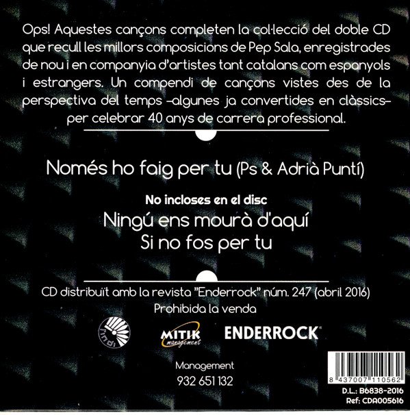 Pep Sala Només Ho Faig Per Tu-CD, Vinilos, Historia Nuestra