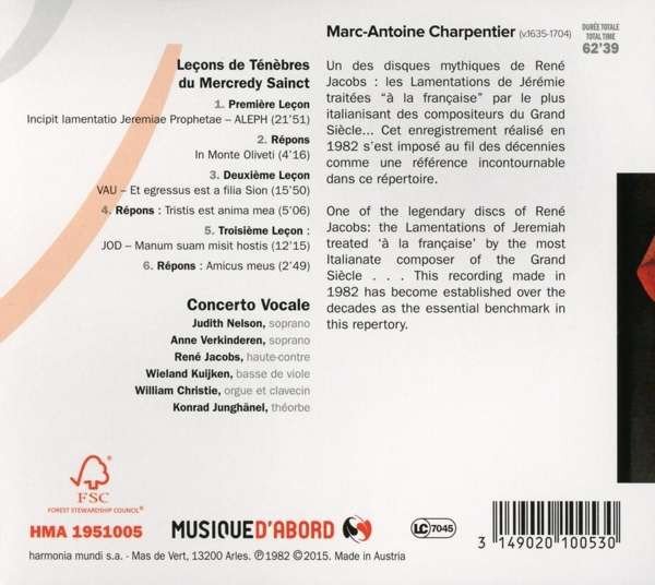 Charpentier Pour Le Mercredy Saint -CD, CDs, Historia Nuestra