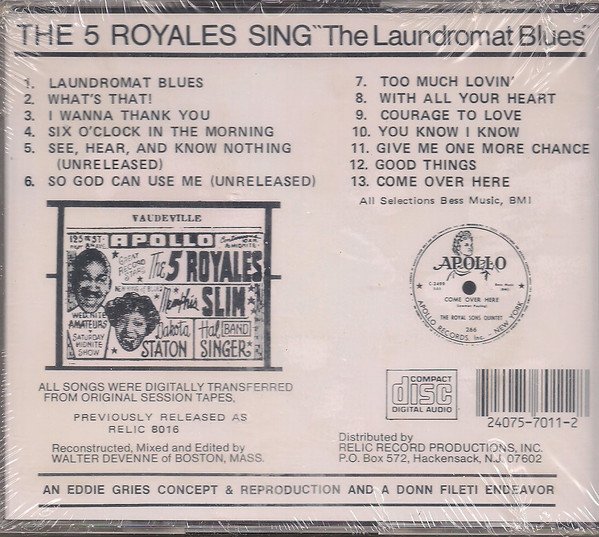 The 5 Royales, Sing The Laundromat Blues-CD, CDs, Historia Nuestra