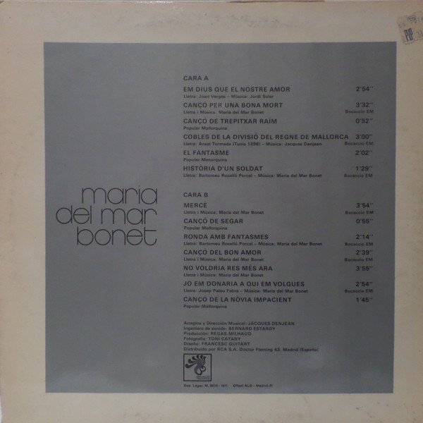 Maria Del Mar Bonet, Maria Del Mar Bonet-LP, Vinilos, Historia Nuestra