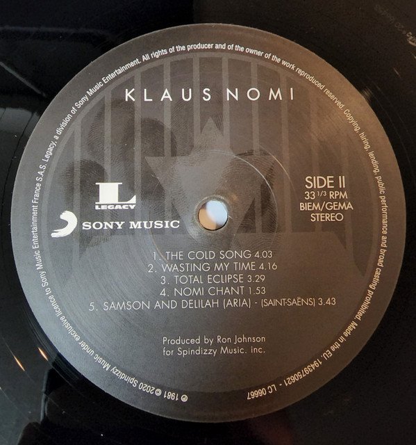 Klaus Nomi, Klaus Nomi-LP, Vinilos, Historia Nuestra