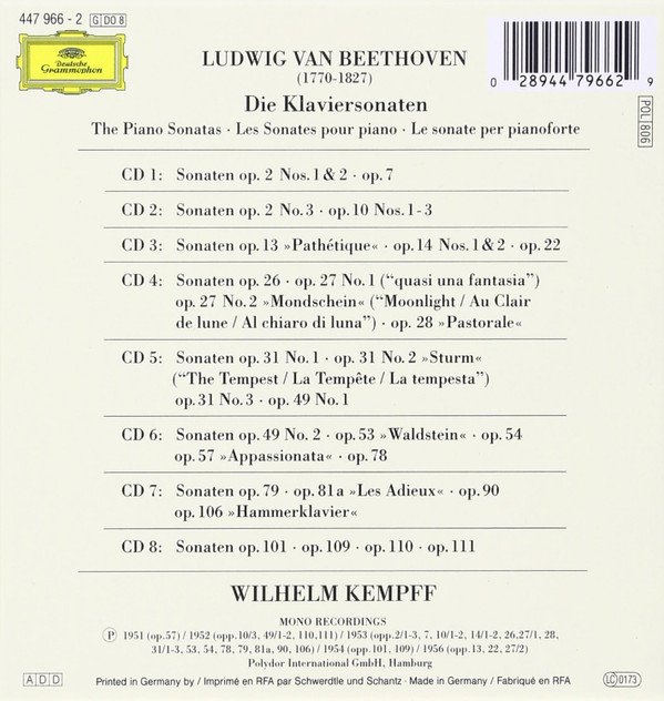 Beethoven Wilhelm Kempff The Piano Sonatas-CD, CDs, Historia Nuestra