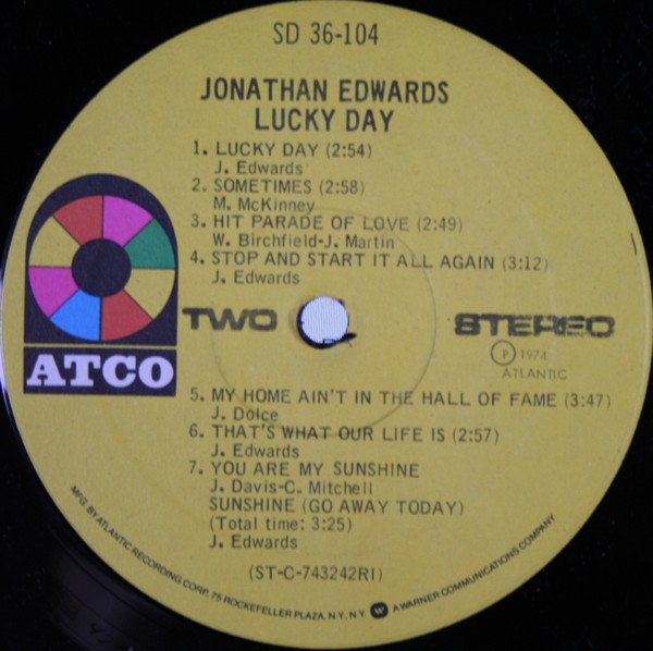 Jonathan Edwards Lucky Day-LP, Vinilos, Historia Nuestra