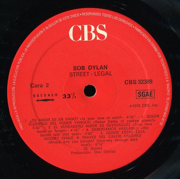Bob Dylan, Street-Legal-LP, Vinilos, Historia Nuestra