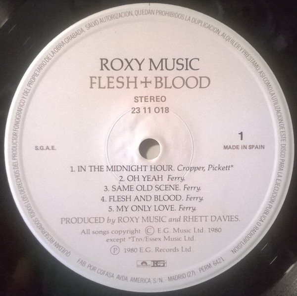 Roxy Music Flesh + Blood-LP, Vinilos, Historia Nuestra