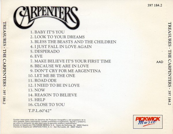 Carpenters, Treasures-CD, CDs, Historia Nuestra