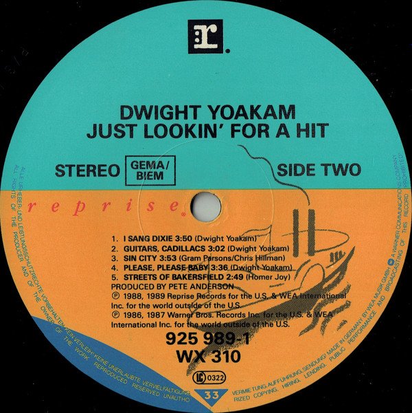 Dwight Yoakam, Just Lookin' For A Hit-LP, Vinilos, Historia Nuestra