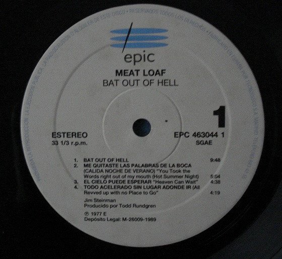 Meat Loaf, Bat Out Of Hell-LP, Vinilos, Historia Nuestra