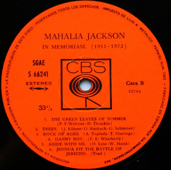 Mahalia Jackson, In Memoriam 1911-1972-LP, Vinilos, Historia Nuestra