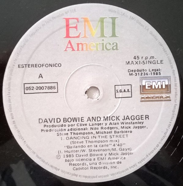 David Bowie Mick Jagger, Dancing In The Street-12 inch, Vinilos, Historia Nuestra