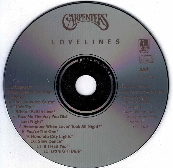 Carpenters, Lovelines-CD, Vinilos, Historia Nuestra