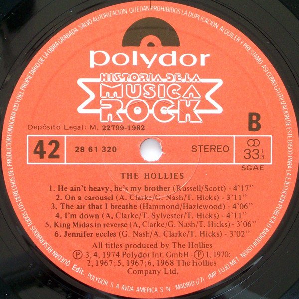 The Hollies The Hollies-LP, Vinilos, Historia Nuestra