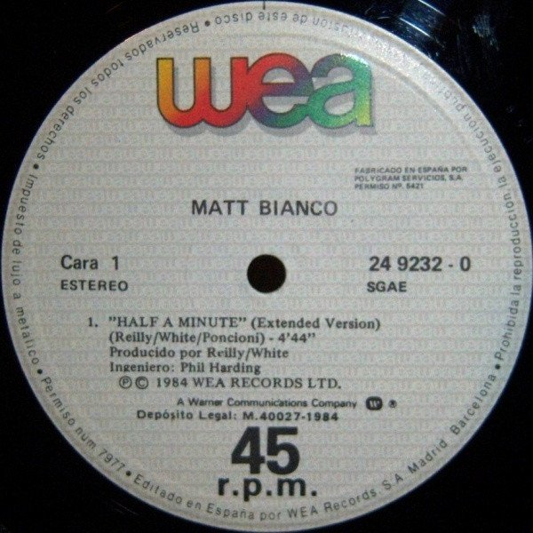 Matt Bianco, Half A Minute-12 inch, Vinilos, Historia Nuestra