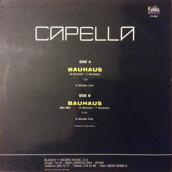 Capella, Bauhaus-12 inch, Vinilos, Historia Nuestra