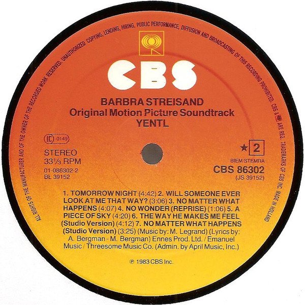 Barbra Streisand, Yentl- Soundtrack-LP, Vinilos, Historia Nuestra