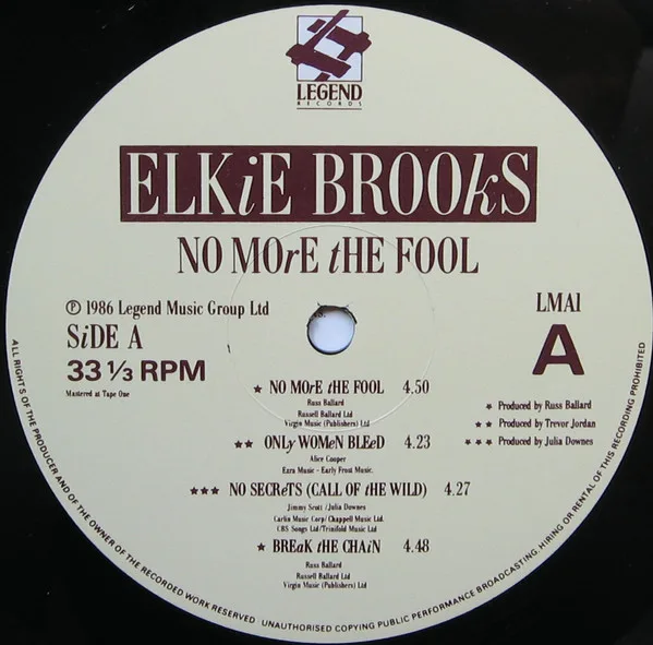 Elkie Brooks No More The Fool-LP, Vinilos, Historia Nuestra