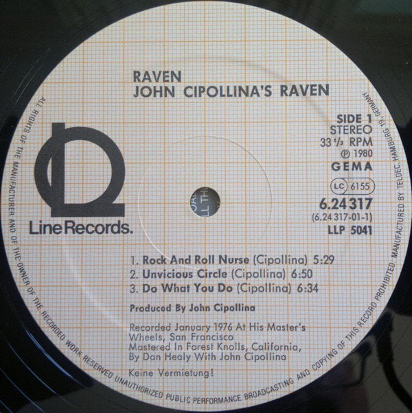 John Cipollina / Raven John Cipollina's Raven-LP, Vinilos, Historia Nuestra