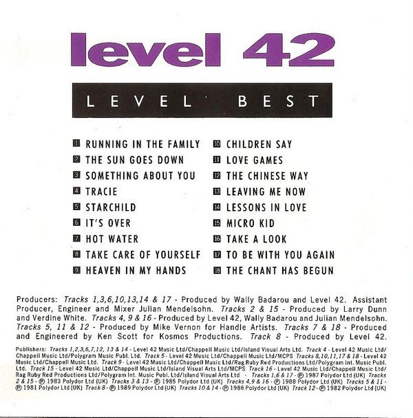 Level 42, Level Best-CD, CDs, Historia Nuestra