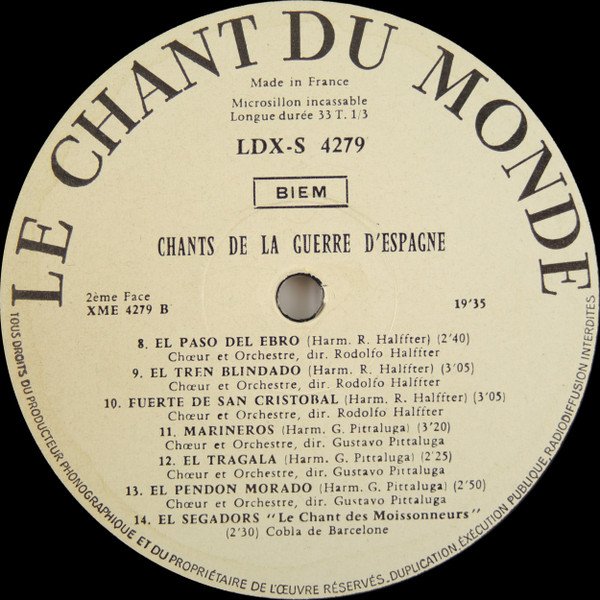 Various Chants De La Guerre D'Espagne-LP, Vinilos, Historia Nuestra