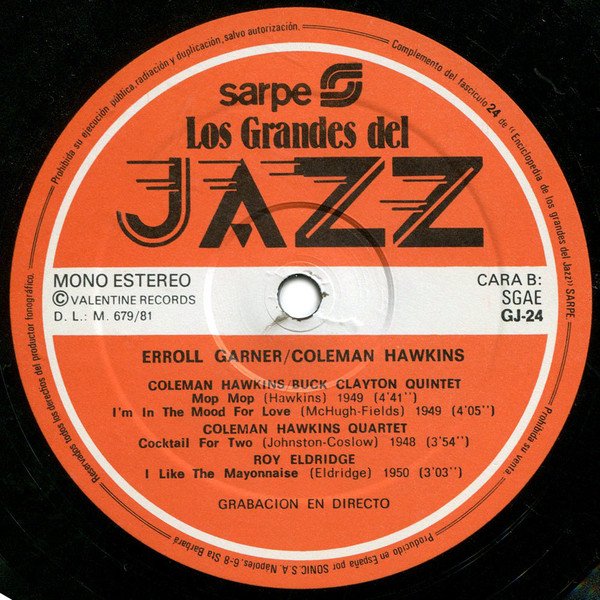 Coleman Hawkins Erroll Garner, Los Grandes Del Jazz 24-LP, Vinilos, Historia Nuestra