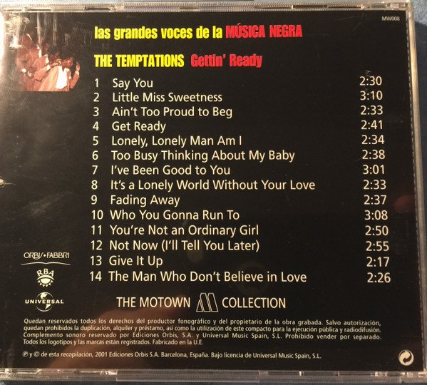 The Temptations Gettin' Ready-CD, CDs, Historia Nuestra