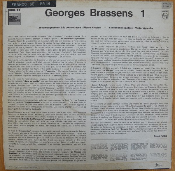 Georges Brassens 1-LP, Vinilos, Historia Nuestra