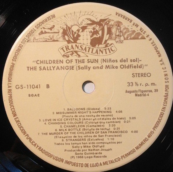 Sally* And Mike Oldfield - The Sallyangie Children Of The Sun-LP, Vinilos, Historia Nuestra