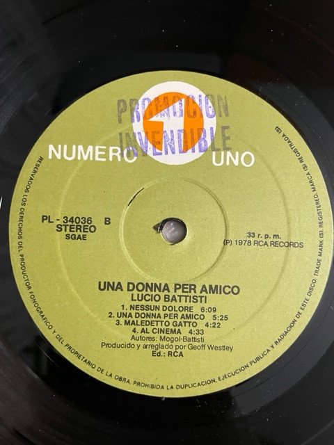 Lucio Battisti, Una Donna Per Amico-LP, Vinilos, Historia Nuestra