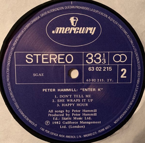 Peter Hammill Enter K-LP, Vinilos, Historia Nuestra