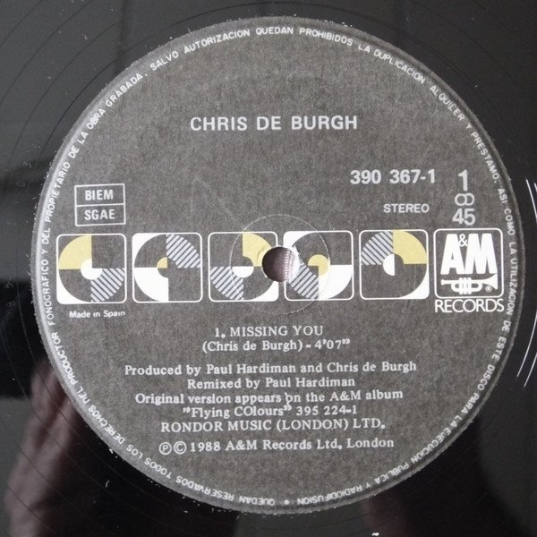 Chris de Burgh, Missing You-12 inch, Vinilos, Historia Nuestra