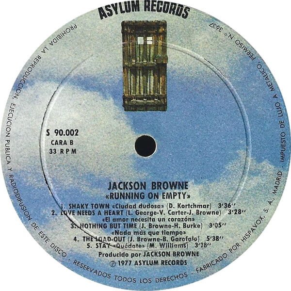 Jackson Browne Running On Empty-LP, Vinilos, Historia Nuestra