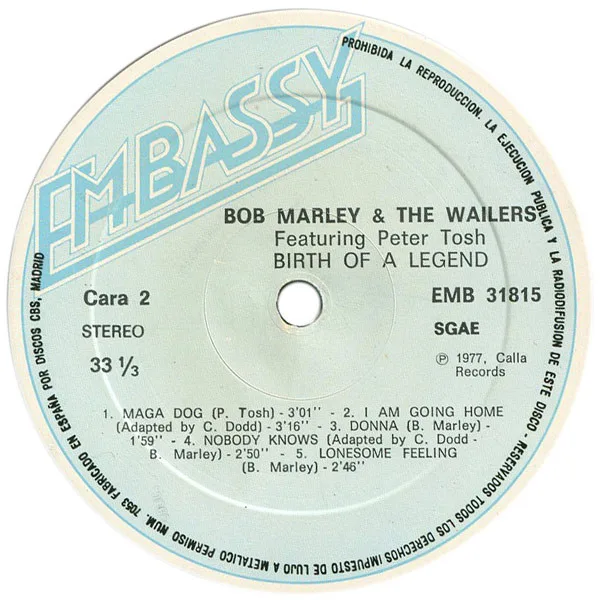 Bob Marley and The Wailers, The Birth Of A Legend-LP, Vinilos, Historia Nuestra