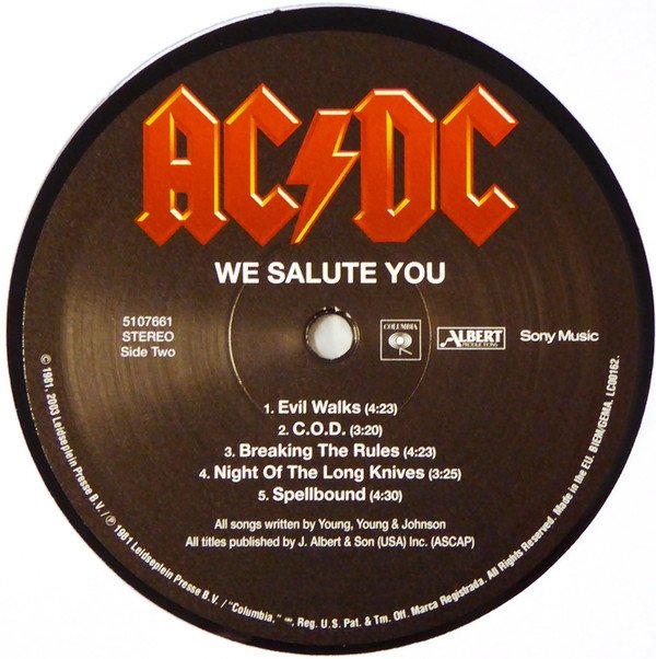 ACDC, For Those About To Rock (We Salute You)-LP, Vinilos, Historia Nuestra