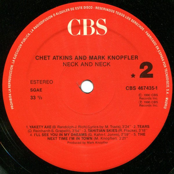 Mark Knopfler And Chet Atkins, Neck And Neck-LP, Vinilos, Historia Nuestra