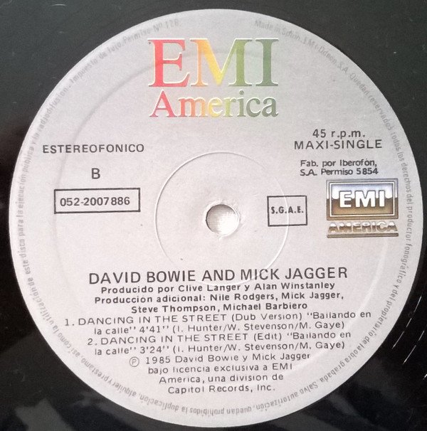 David Bowie Mick Jagger, Dancing In The Street-12 inch, Vinilos, Historia Nuestra