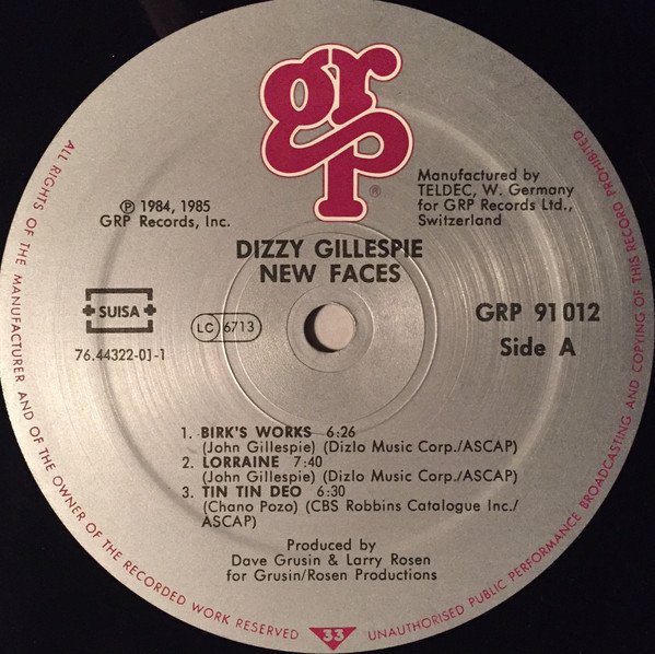 Dizzy Gillespie, New Faces-LP, Vinilos, Historia Nuestra