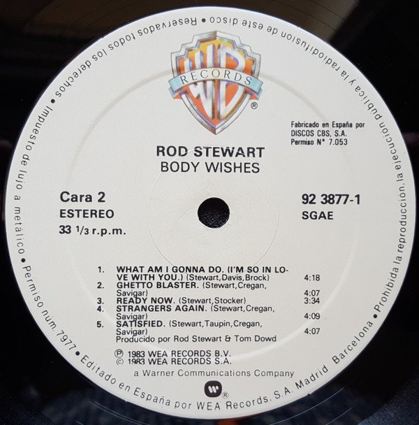 Rod Stewart Body Wishes-LP, Vinilos, Historia Nuestra