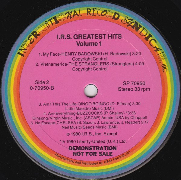 Various, IRS Greatest Hits Volume 1-LP, Vinilos, Historia Nuestra