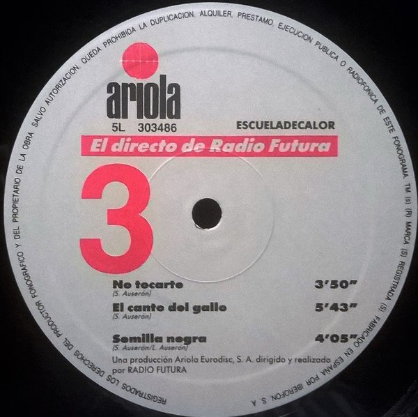 Radio Futura, El Directo Escueladecalor-LP - historianuestra.com