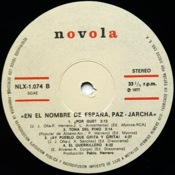 Jarcha En El Nombre De España, Paz-LP, Vinilos, Historia Nuestra