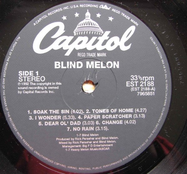 Blind Melon, Blind Melon-LP, Vinilos, Historia Nuestra
