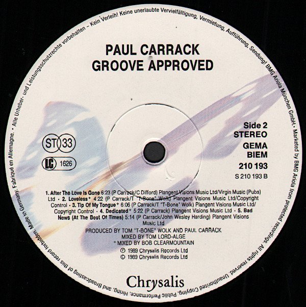 Paul Carrack Groove Approved-LP, Vinilos, Historia Nuestra