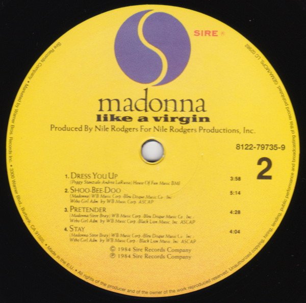 Madonna, Like A Virgin-LP, Vinilos, Historia Nuestra