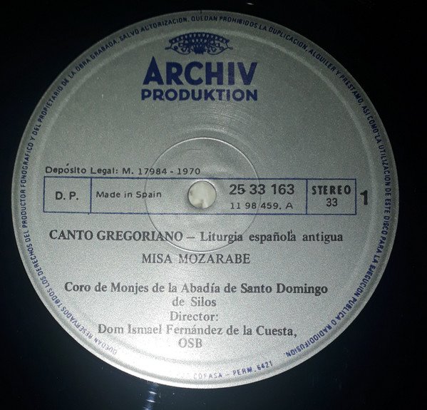 Coro De Monjes- Liturgia Española Antigua -LP, Vinilos, Historia Nuestra