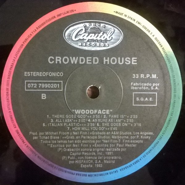 Crowded House, Woodface-LP, Vinilos, Historia Nuestra