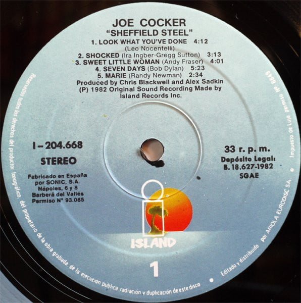 Joe Cocker Sheffield Steel-LP, Vinilos, Historia Nuestra