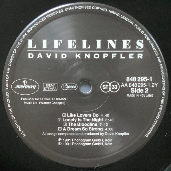 David Knopfler, Lifelines-LP, Vinilos, Historia Nuestra